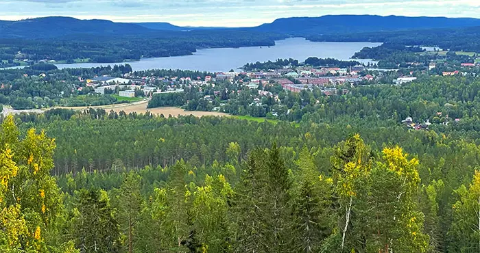 Utsikt över Bollnäs stad från Bollebergets topp. Foto Petra Sterner.