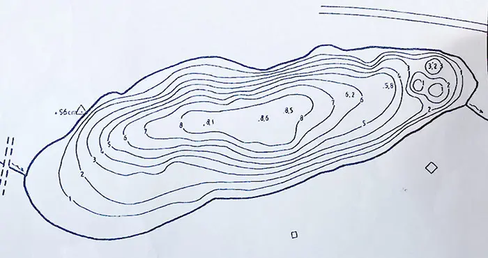 Vattendjupskarta över Björktjäratjärnen.